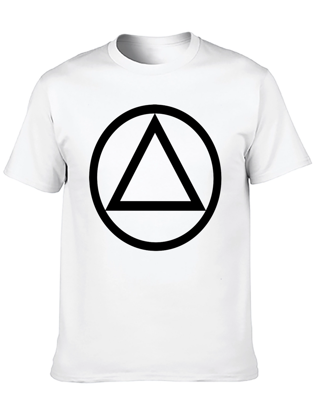 Minimalist Circle Triangle Graphic Tee - Black