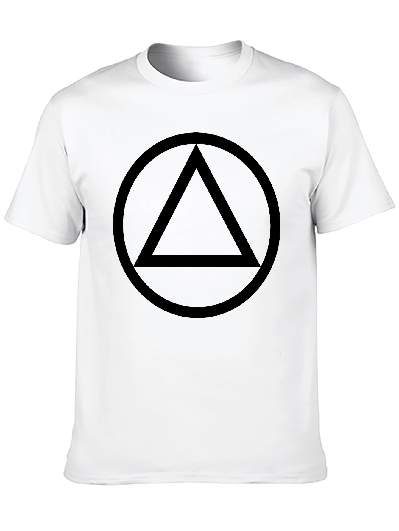 Minimalist Circle Triangle Graphic Tee - Black