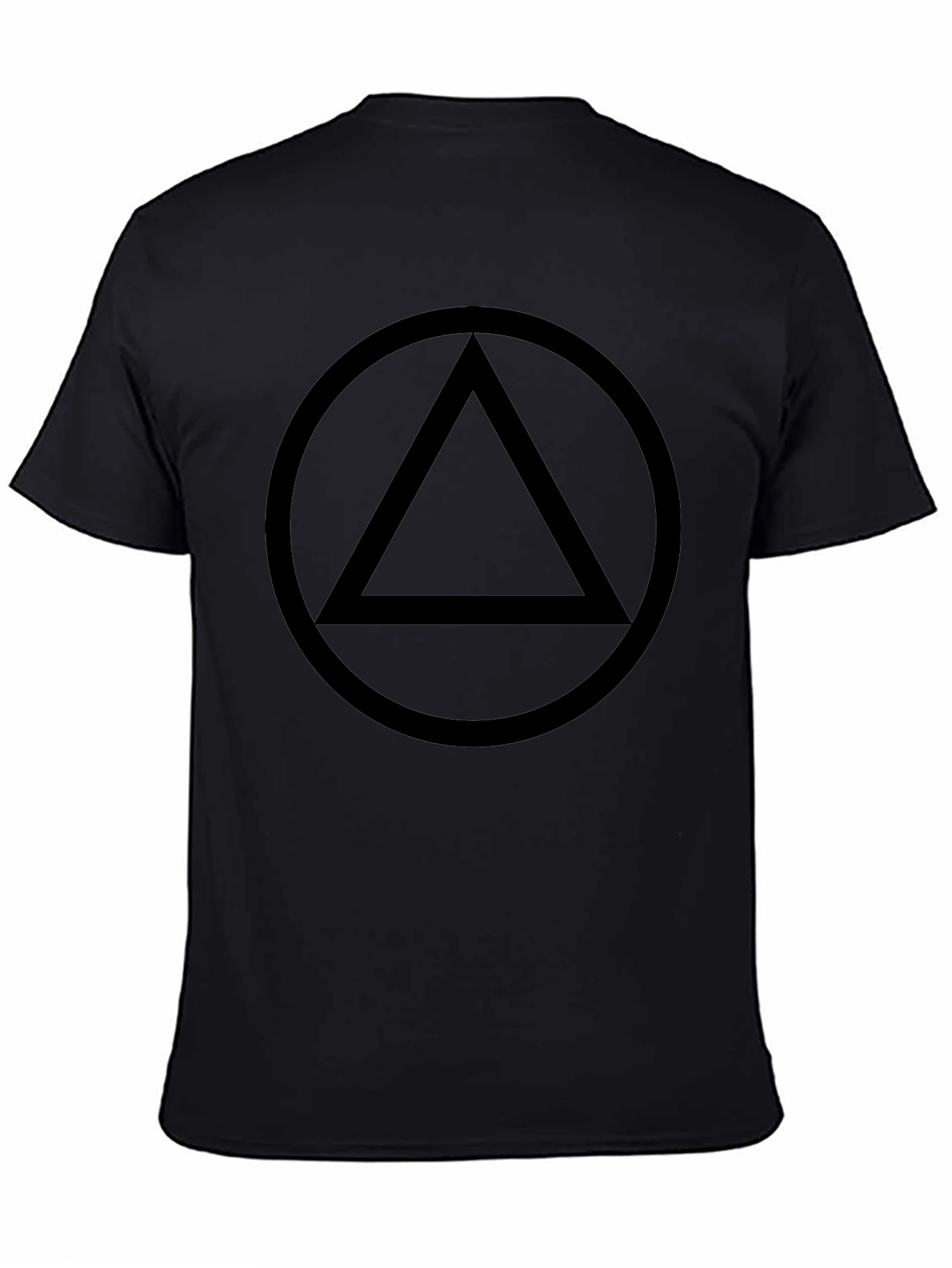 Minimalist Circle Triangle Graphic Tee - Black