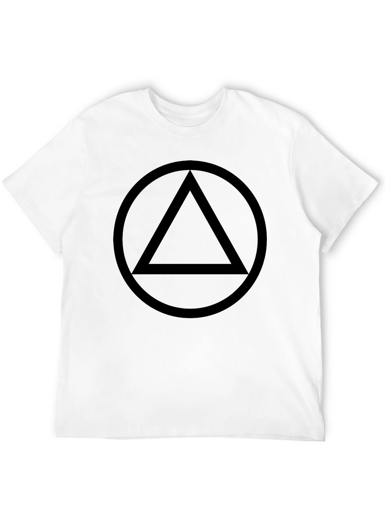 Minimalist Circle Triangle Graphic Tee - Black