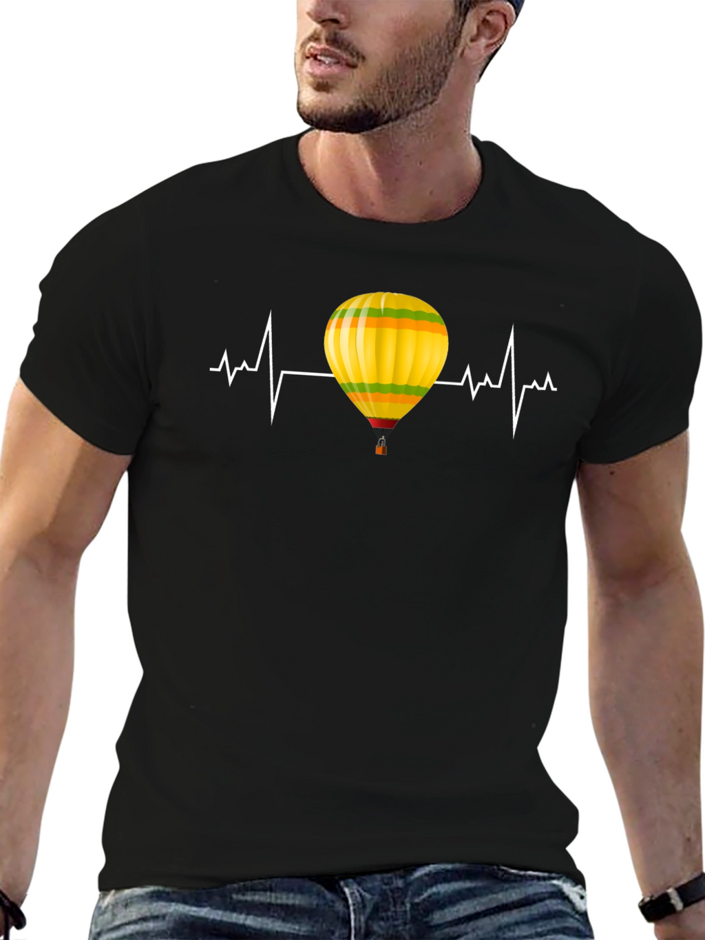 Balloon Heartbeat Graphic Tee - Soft Cotton Blend Shirt