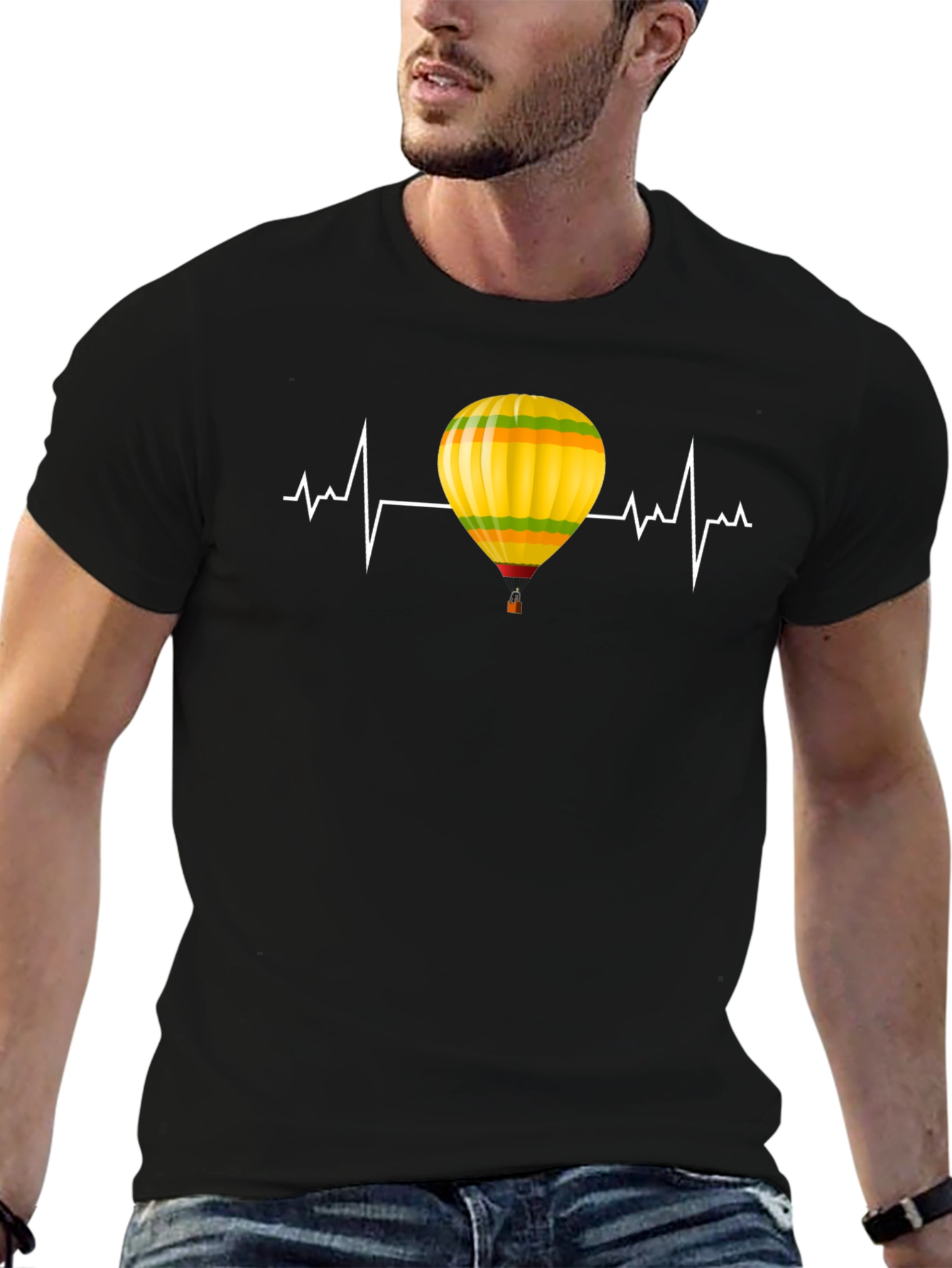 Balloon Heartbeat Graphic Tee - Soft Cotton Blend Shirt