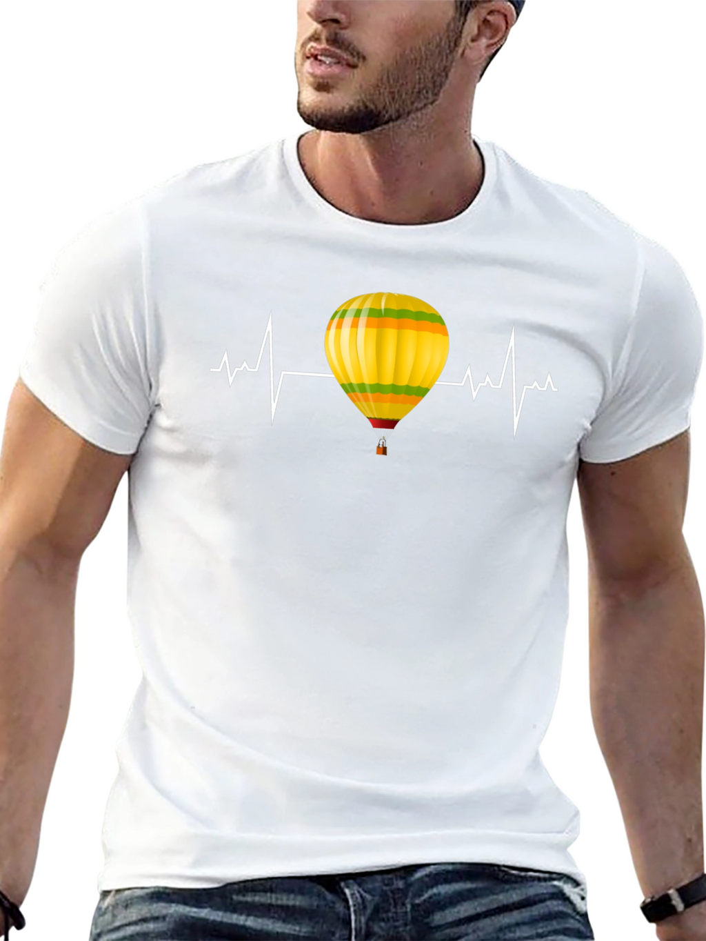 Balloon Heartbeat Graphic Tee - Soft Cotton Blend Shirt