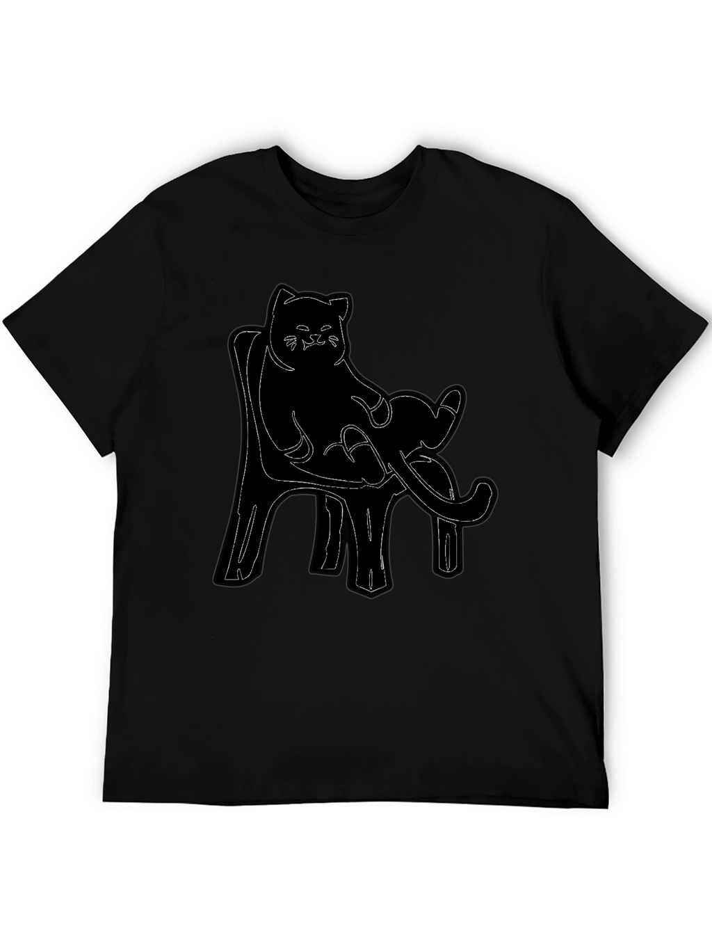 Cat on Chair Graphic Tee - Black
