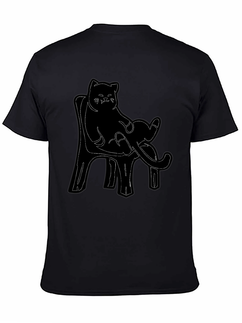 Cat on Chair Graphic Tee - Black