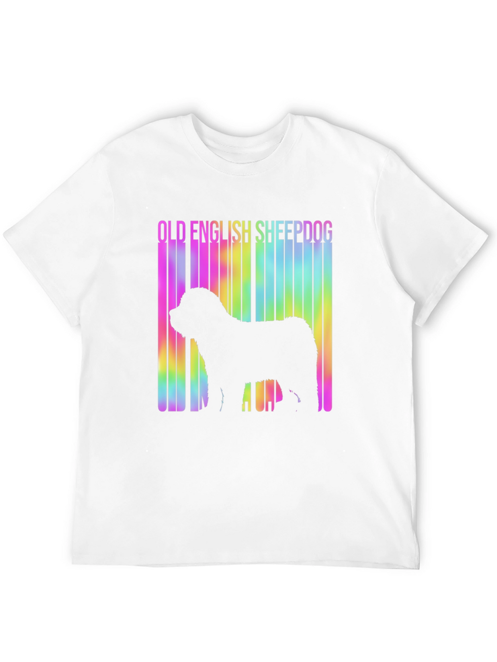 Old English Sheepdog Rainbow Barcode T-Shirt – Dog Lover Graphic Tee