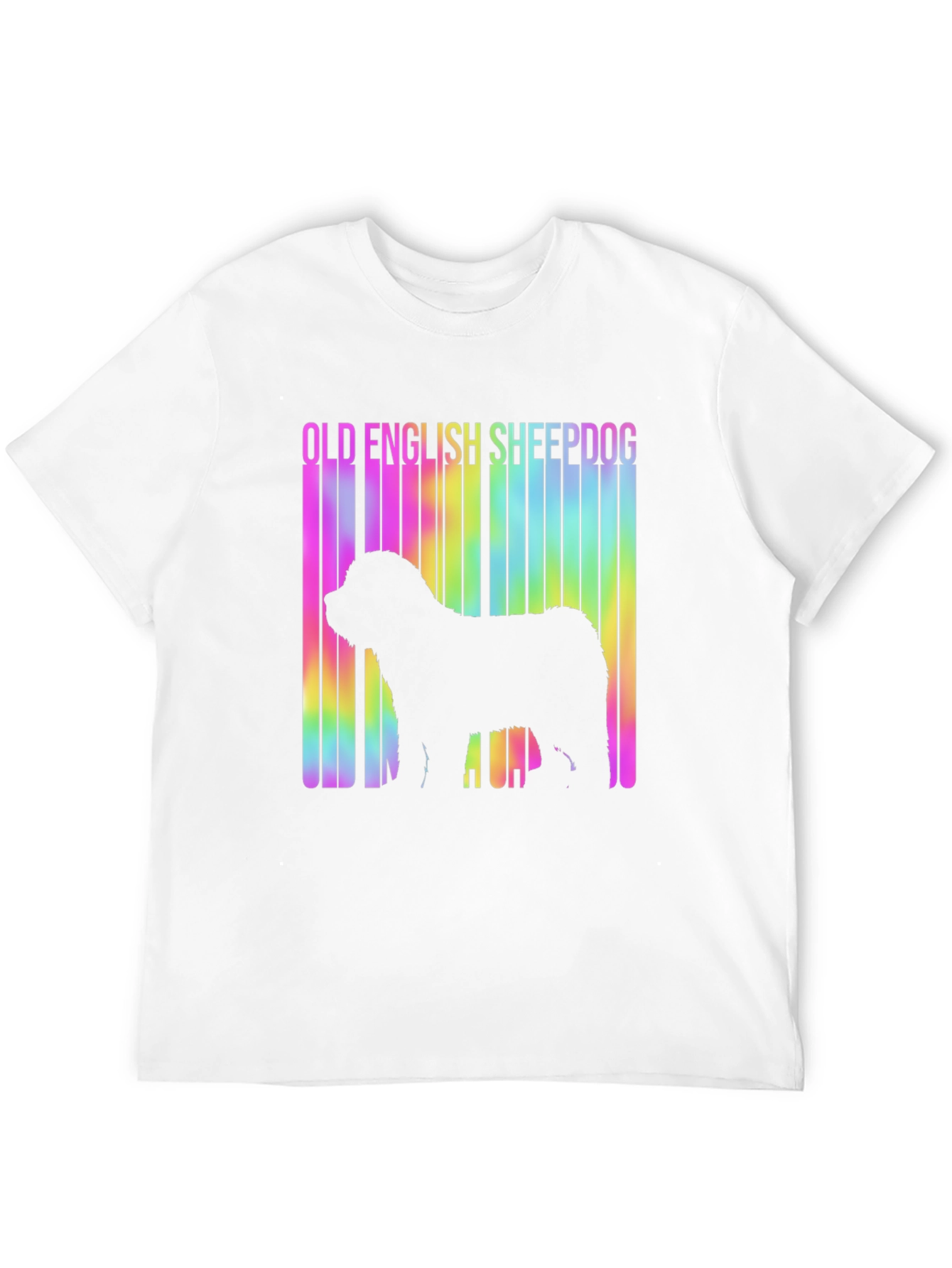 Old English Sheepdog Rainbow Barcode T-Shirt – Dog Lover Graphic Tee