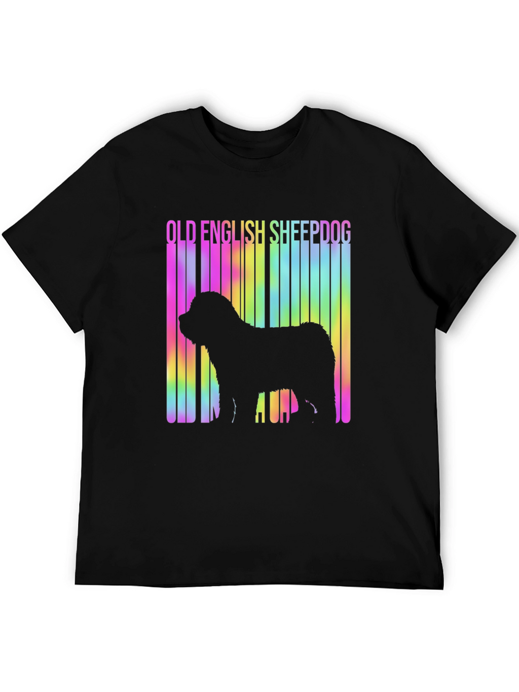 Old English Sheepdog Rainbow Barcode T-Shirt – Dog Lover Graphic Tee