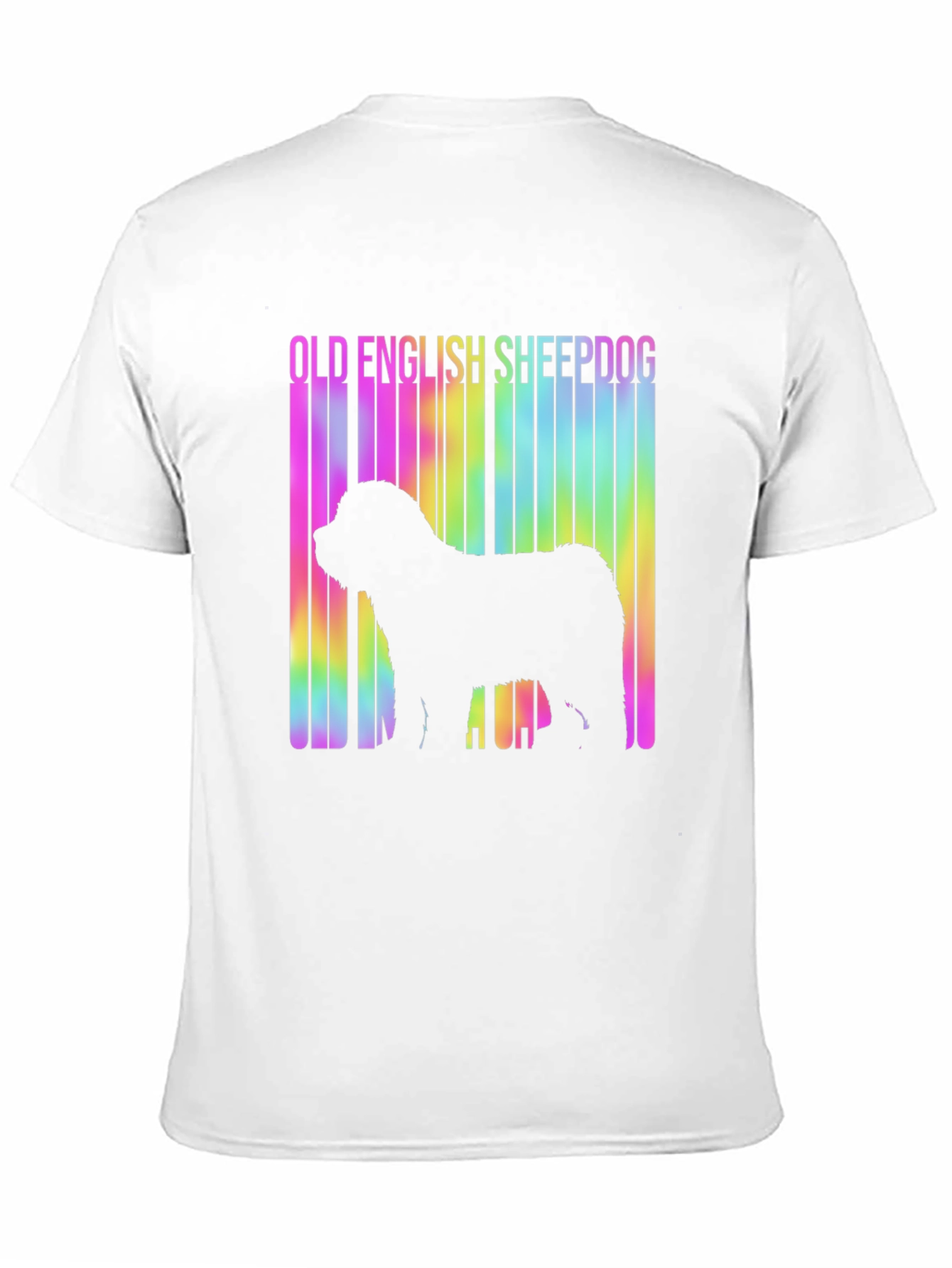 Old English Sheepdog Rainbow Barcode T-Shirt – Dog Lover Graphic Tee
