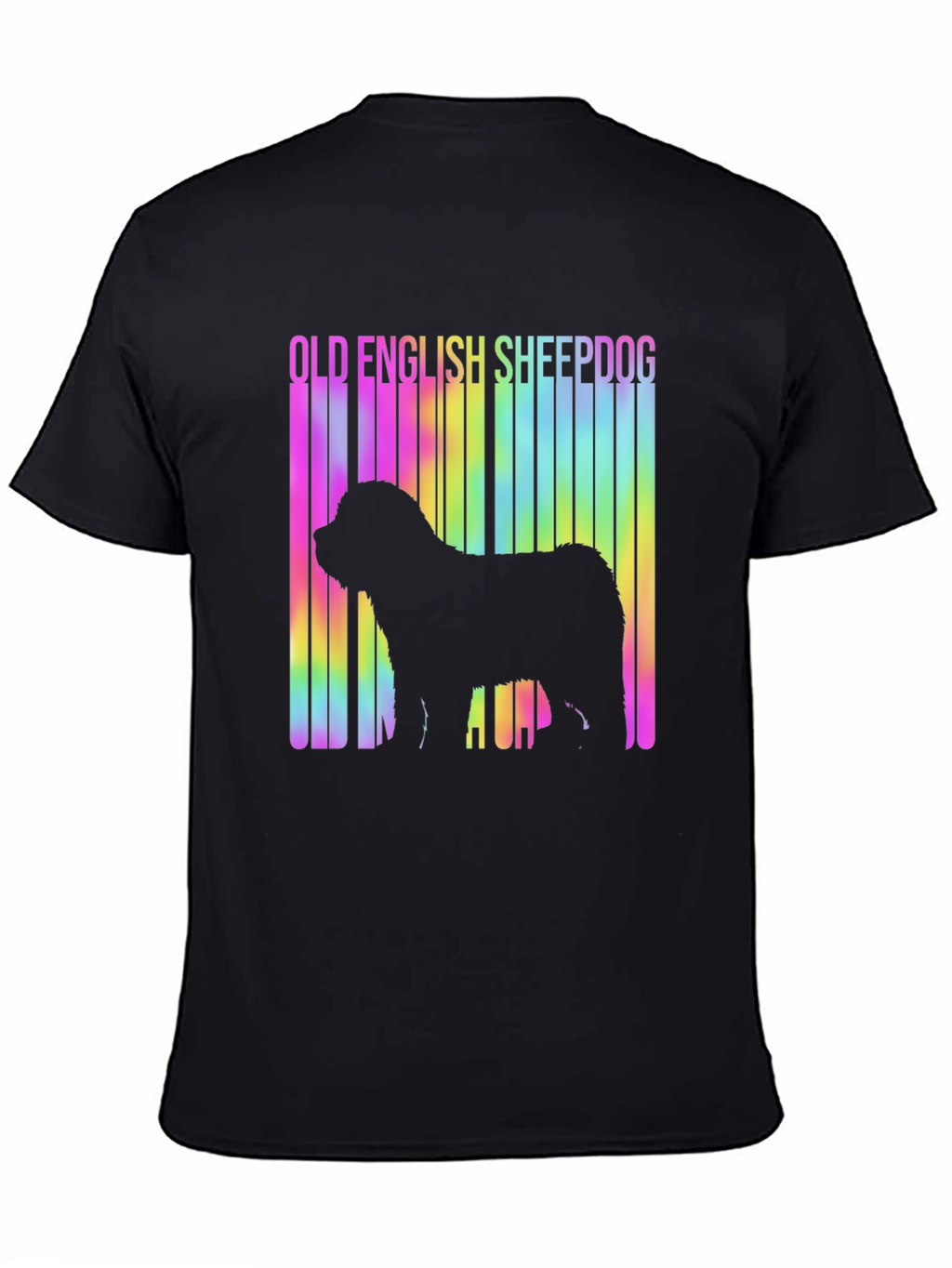 Old English Sheepdog Rainbow Barcode T-Shirt – Dog Lover Graphic Tee