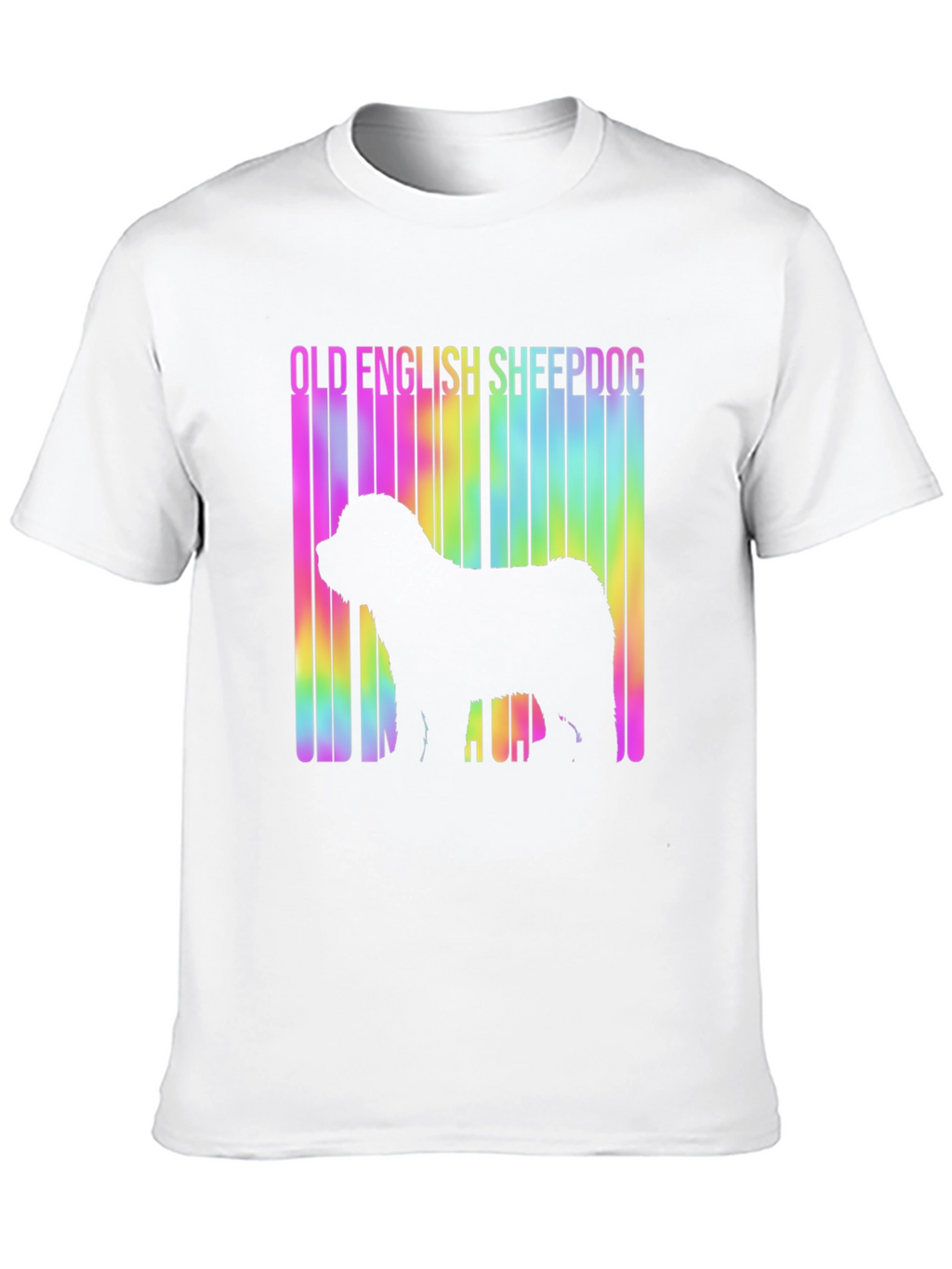 Old English Sheepdog Rainbow Barcode T-Shirt – Dog Lover Graphic Tee