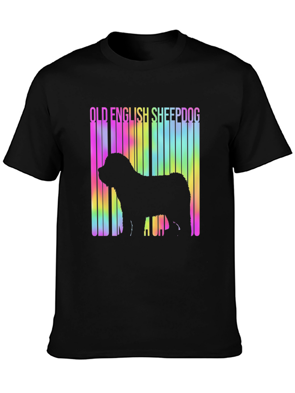 Old English Sheepdog Rainbow Barcode T-Shirt – Dog Lover Graphic Tee