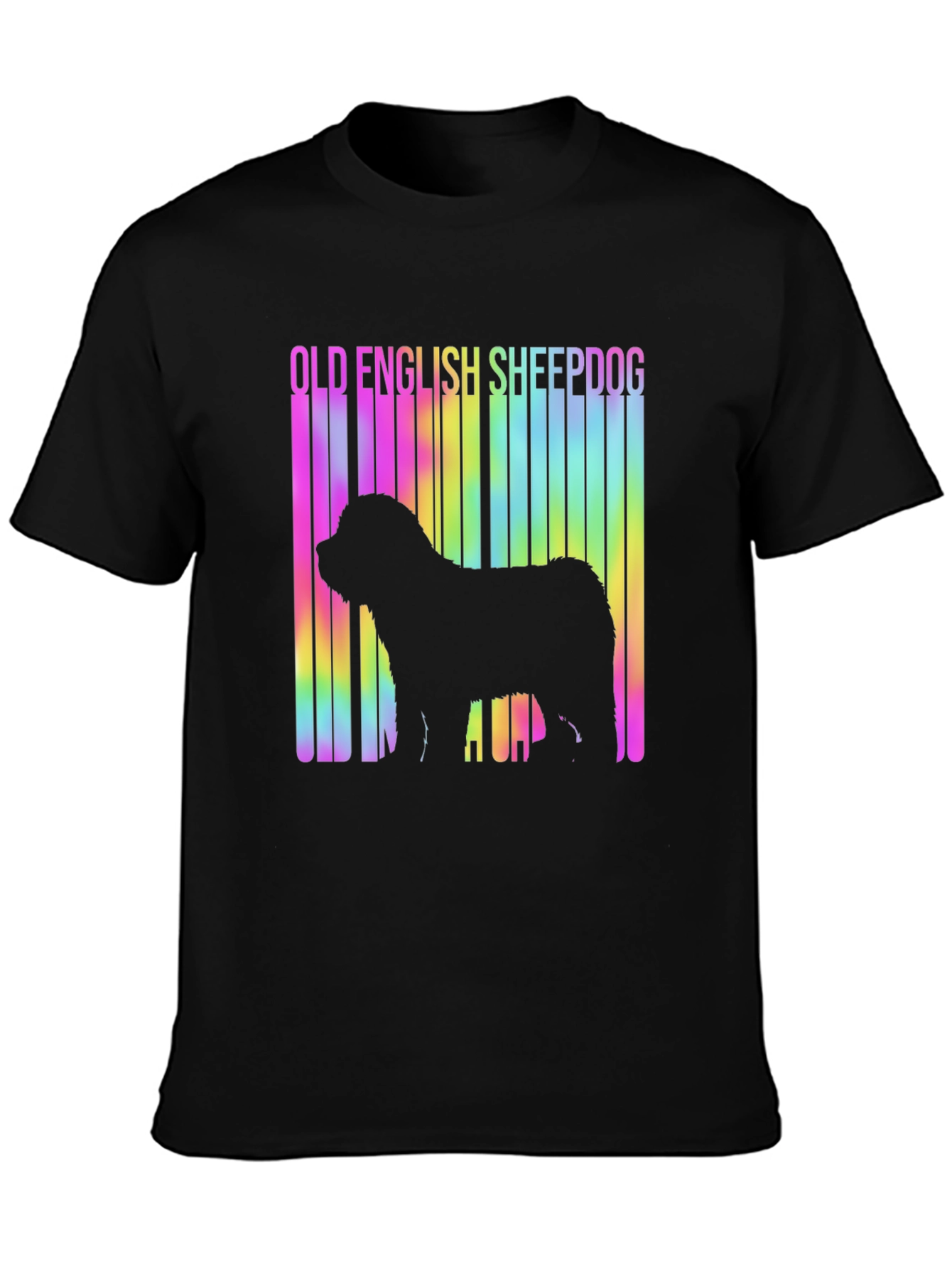 Old English Sheepdog Rainbow Barcode T-Shirt – Dog Lover Graphic Tee