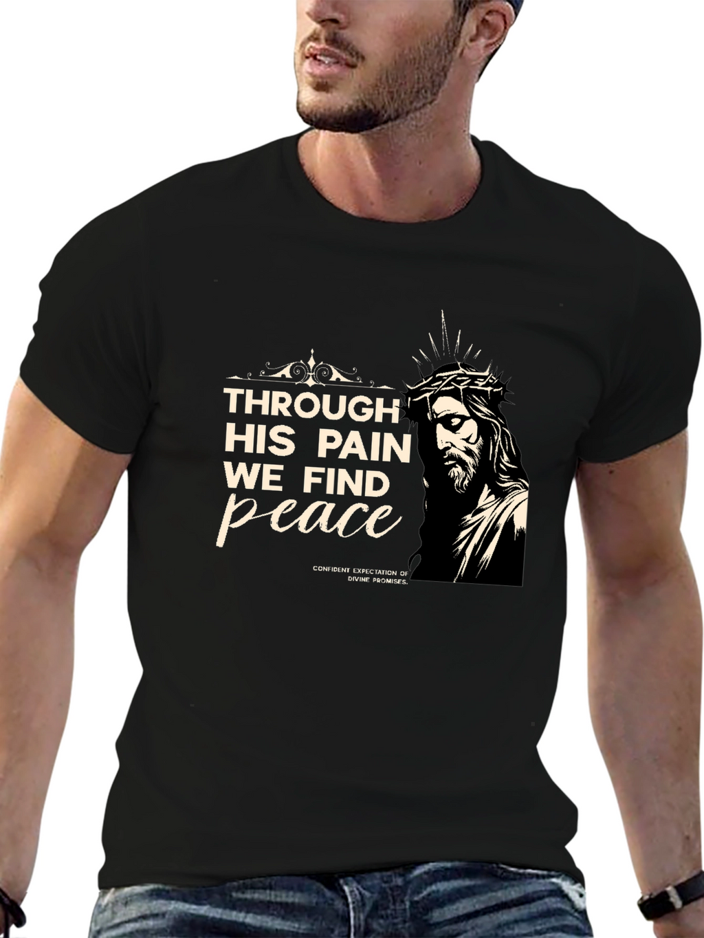 Faith-Inspired Tee: Through His Pain We Find Peace