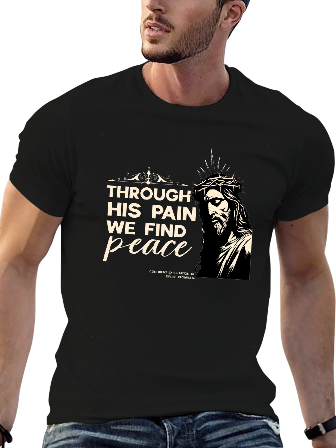 Faith-Inspired Tee: Through His Pain We Find Peace