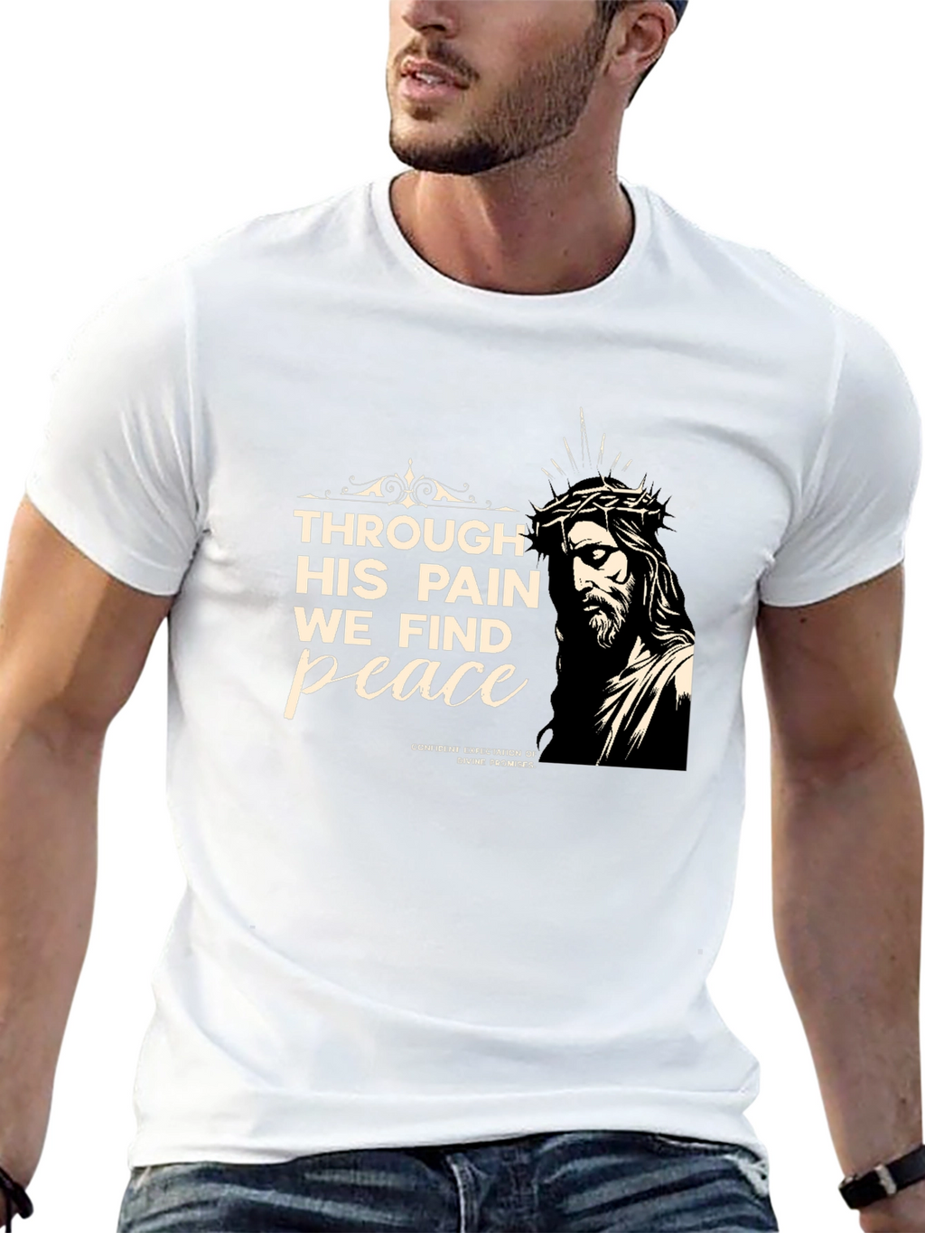 Faith-Inspired Tee: Through His Pain We Find Peace