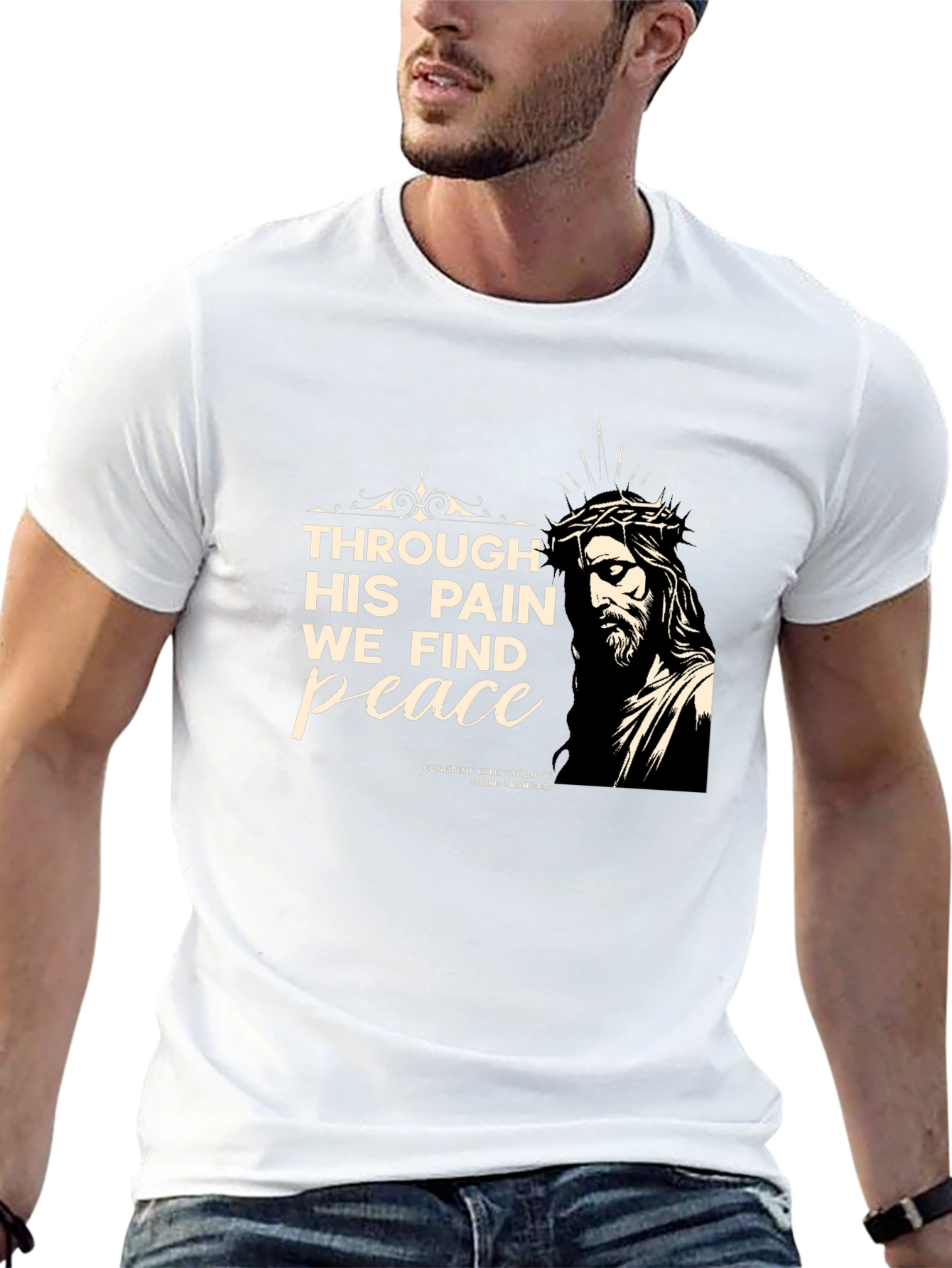 Faith-Inspired Tee: Through His Pain We Find Peace