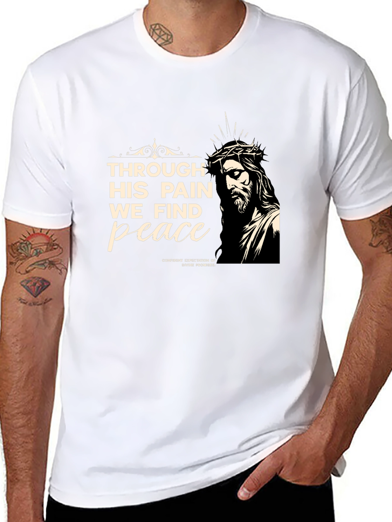 Faith-Inspired Tee: Through His Pain We Find Peace