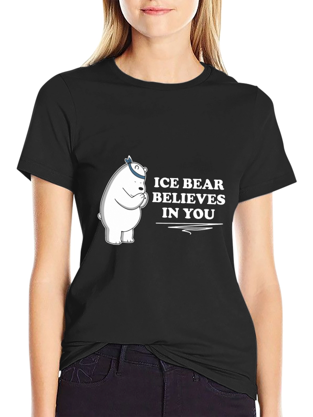 Ice Bear Believes In You Graphic Tee - Black