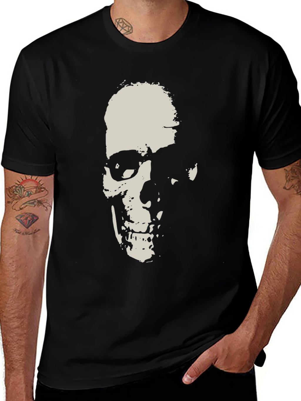 Grim Reaper Skull Graphic Black T-Shirt