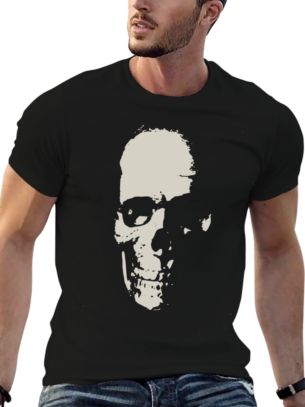 Grim Reaper Skull Graphic Black T-Shirt
