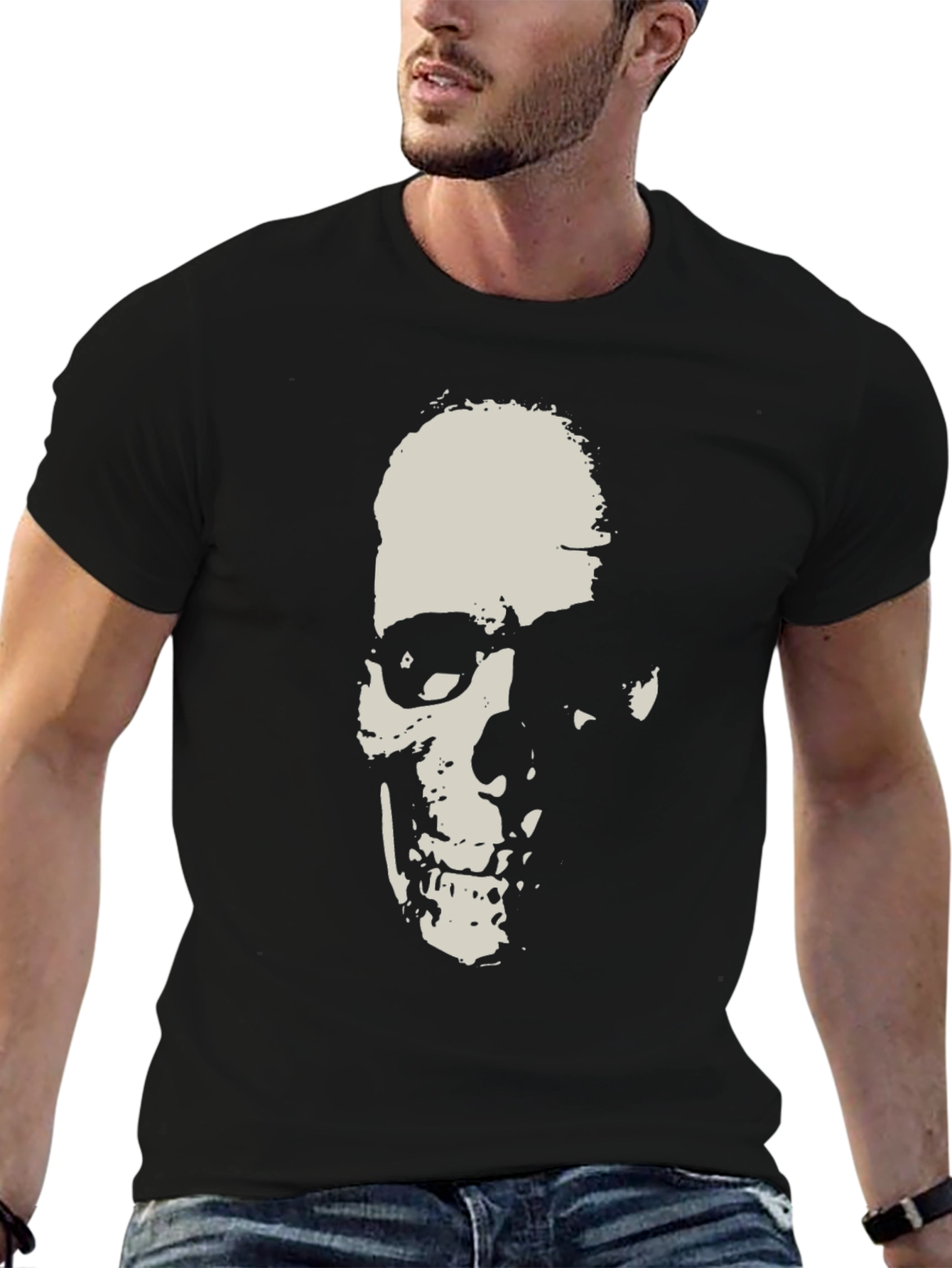Grim Reaper Skull Graphic Black T-Shirt