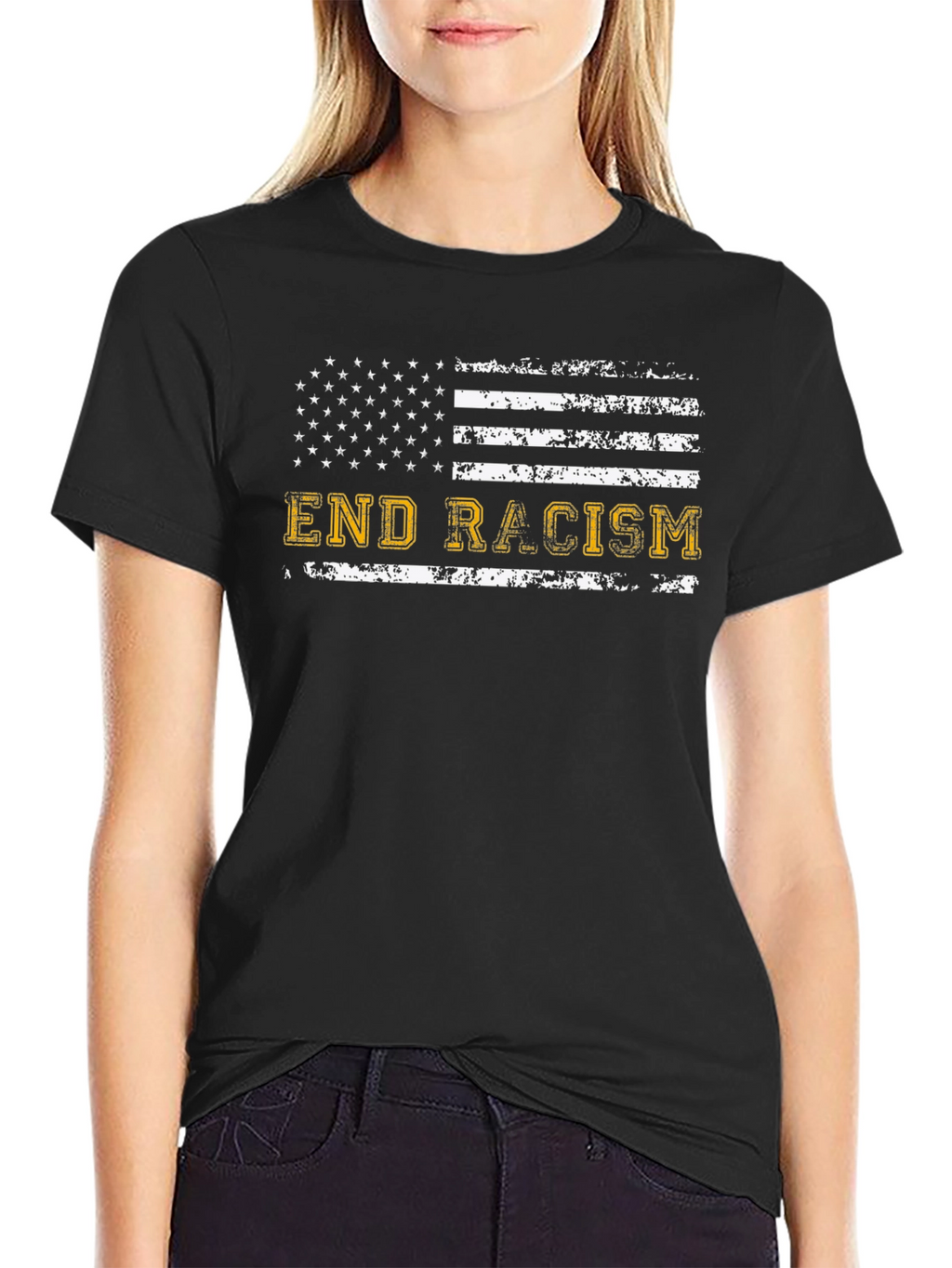 End Racism American Flag T-Shirt