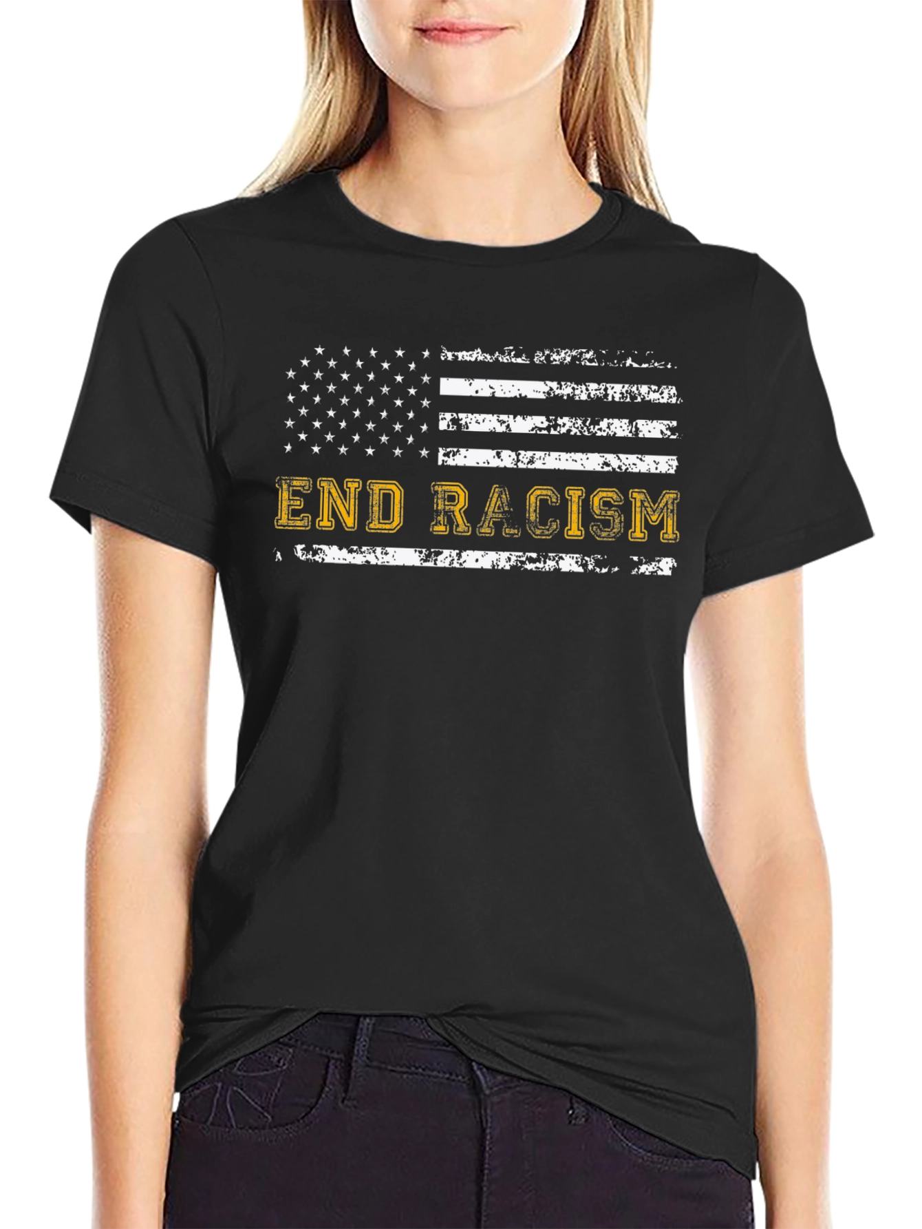 End Racism American Flag T-Shirt