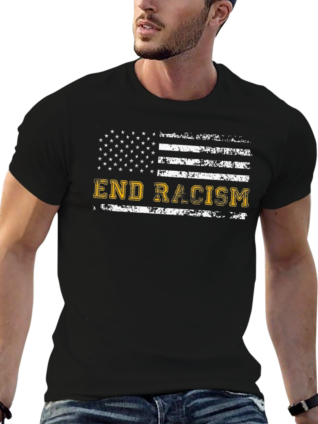 End Racism American Flag T-Shirt