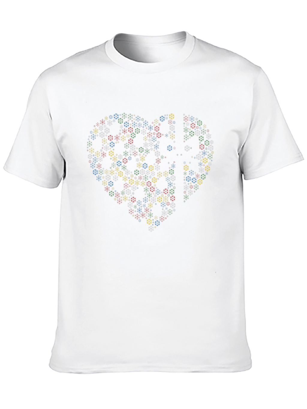 Heart Snowflake Pattern Black T-Shirt