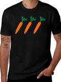 Carrot Pattern Black T-Shirt