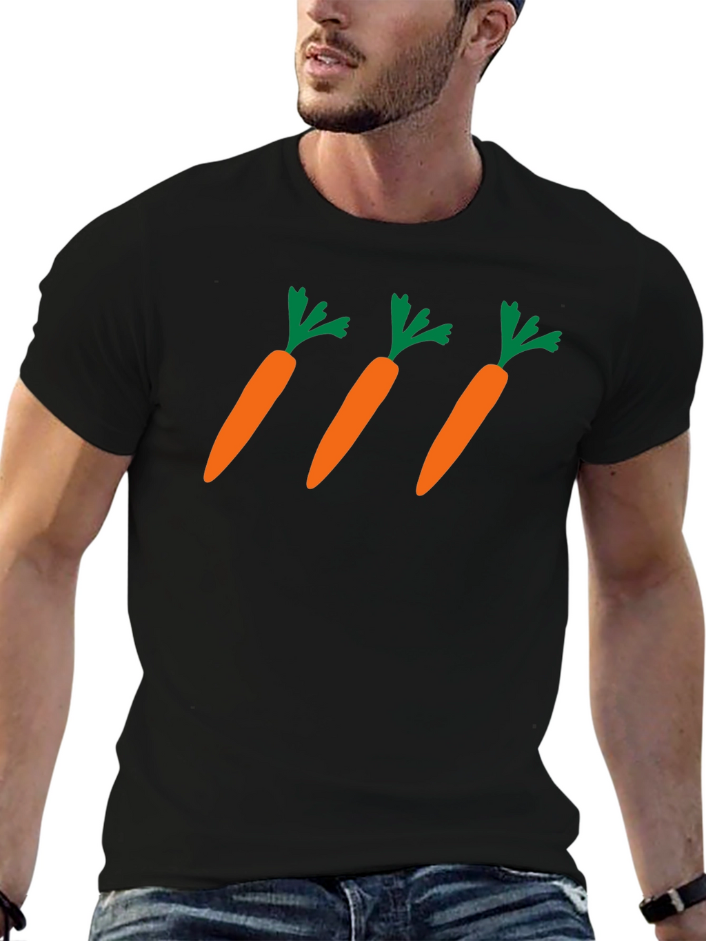 Carrot Pattern Black T-Shirt