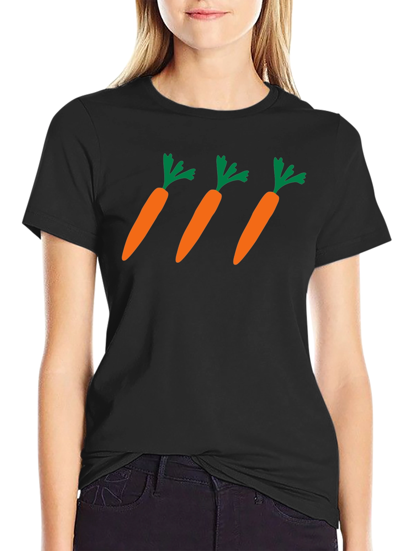 Carrot Pattern Black T-Shirt