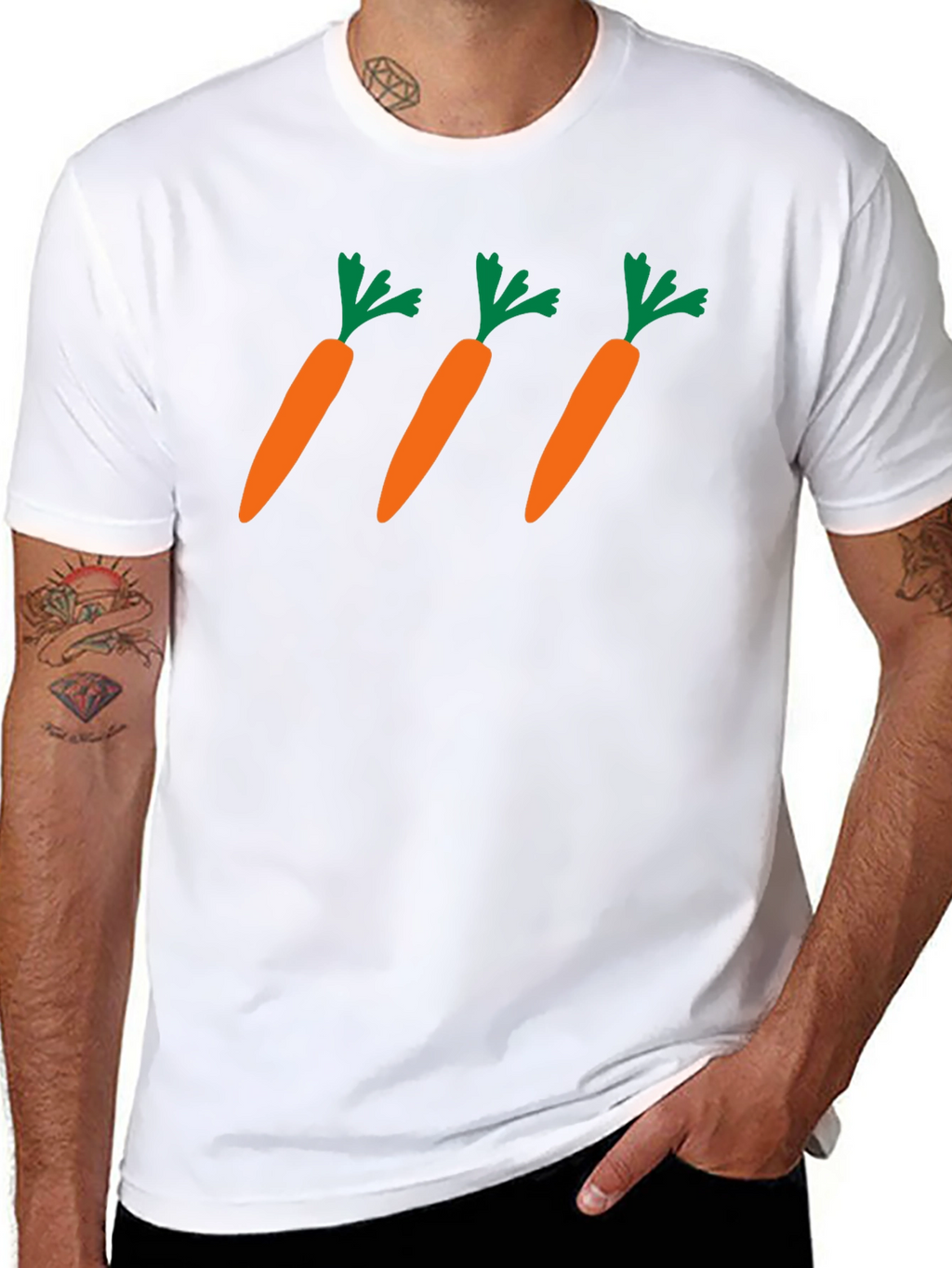 Carrot Pattern Black T-Shirt