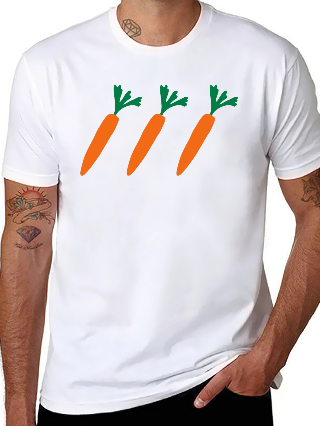 Carrot Pattern Black T-Shirt