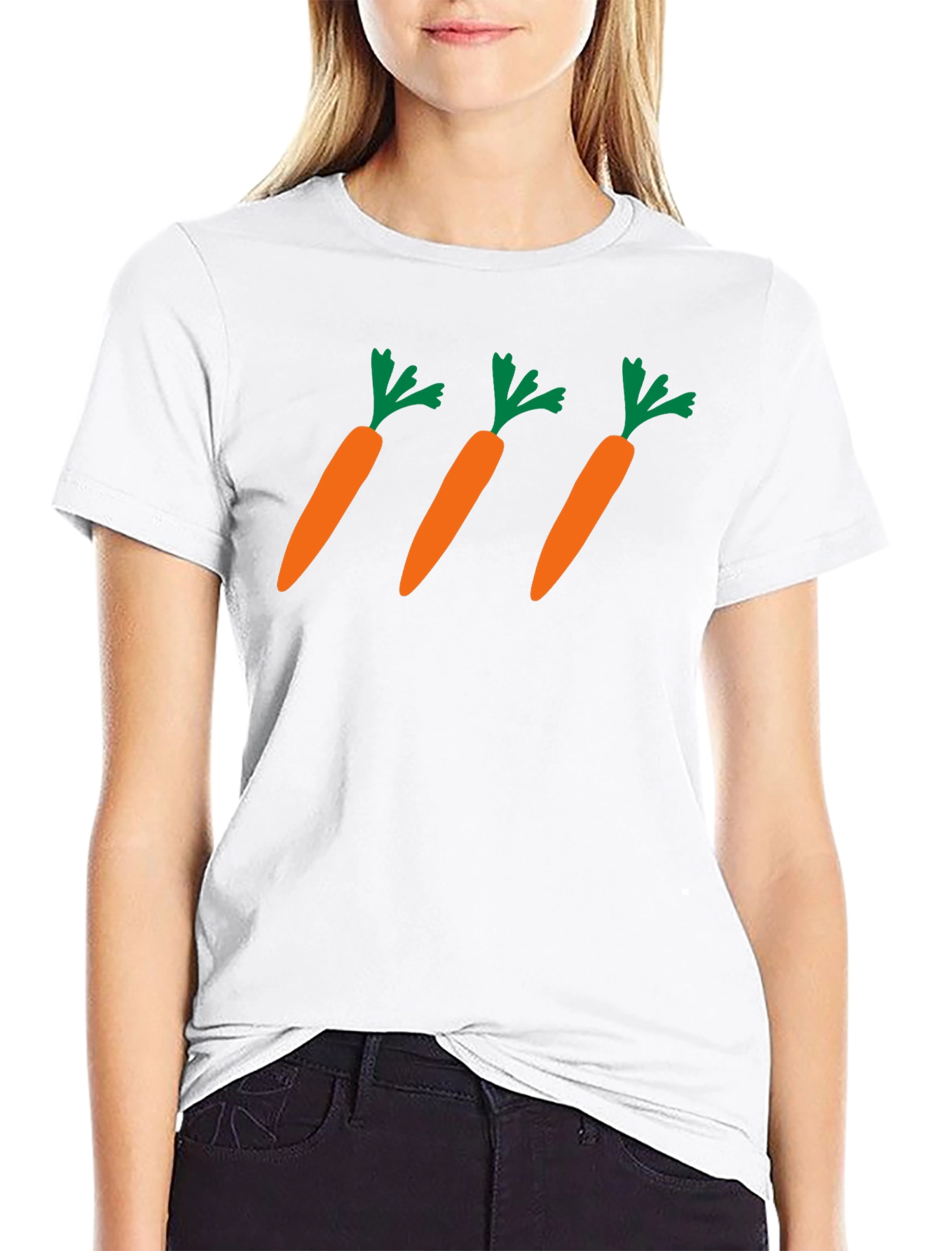 Carrot Pattern Black T-Shirt