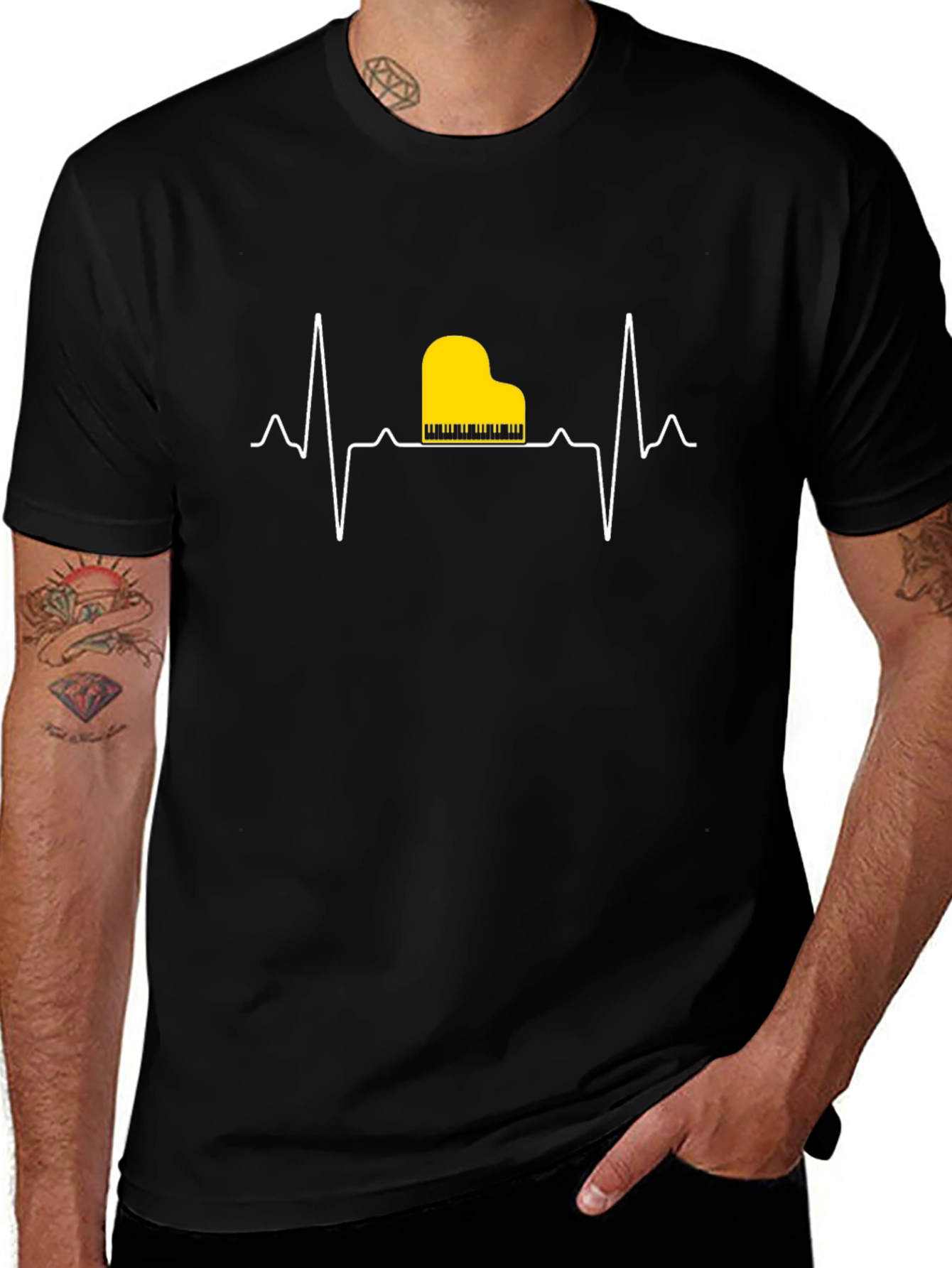 Piano Heartbeat T-Shirt - Music Lover Tee