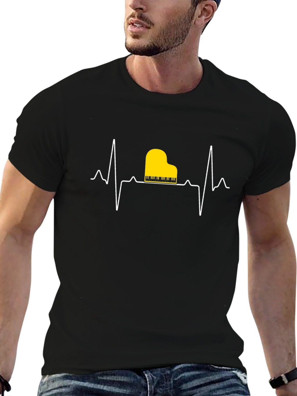 Piano Heartbeat T-Shirt - Music Lover Tee