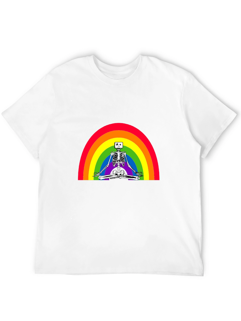 Rainbow Skeleton Meditating T-Shirt - Stylish & Unique