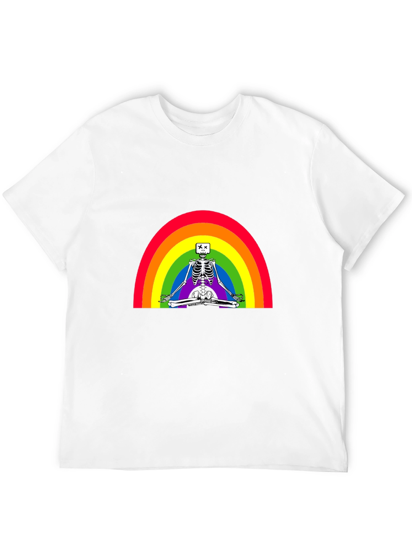 Rainbow Skeleton Meditating T-Shirt - Stylish & Unique