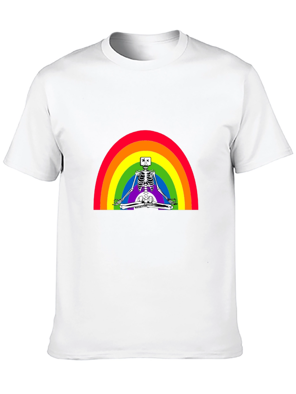 Rainbow Skeleton Meditating T-Shirt - Stylish & Unique
