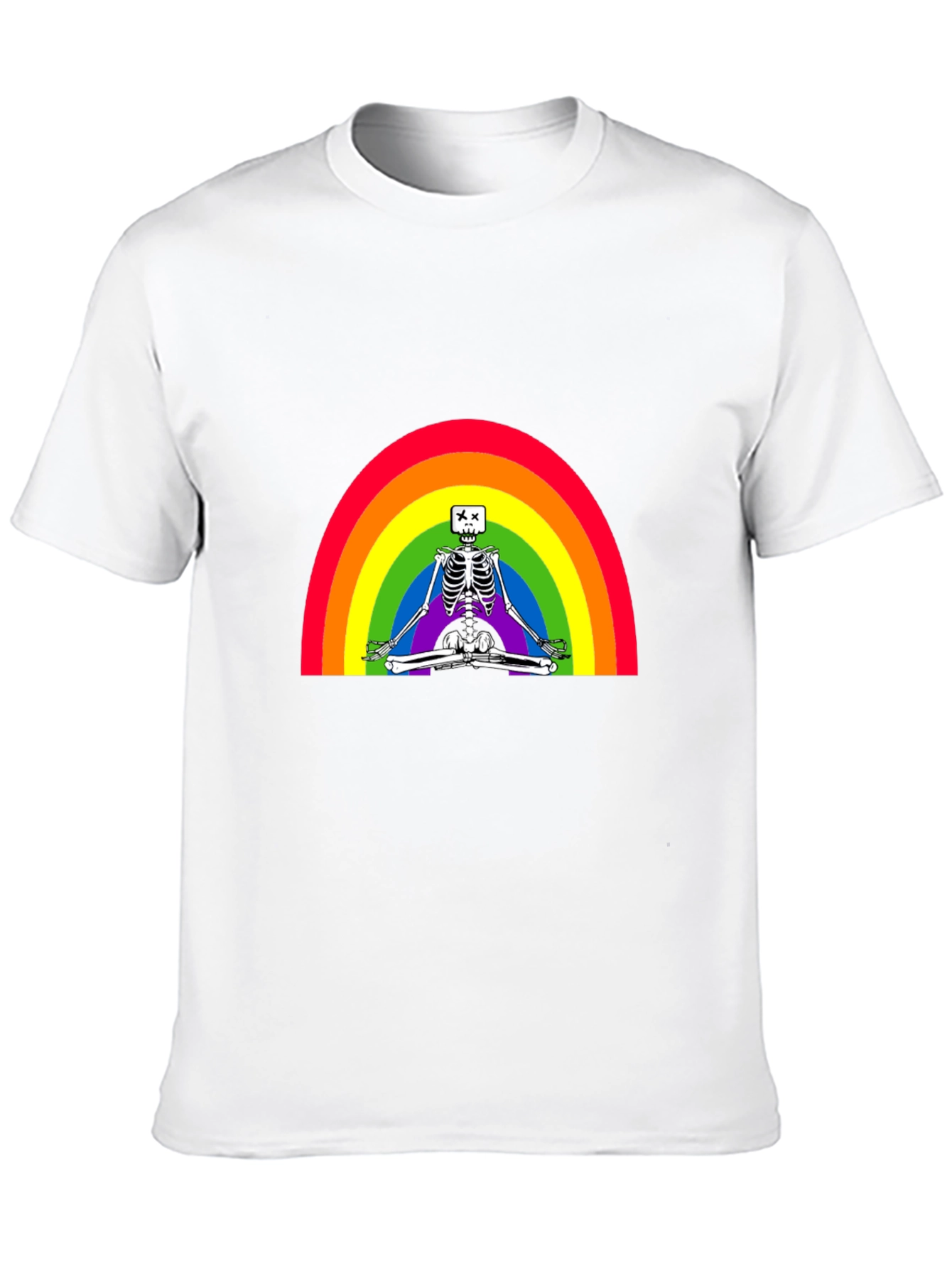 Rainbow Skeleton Meditating T-Shirt - Stylish & Unique