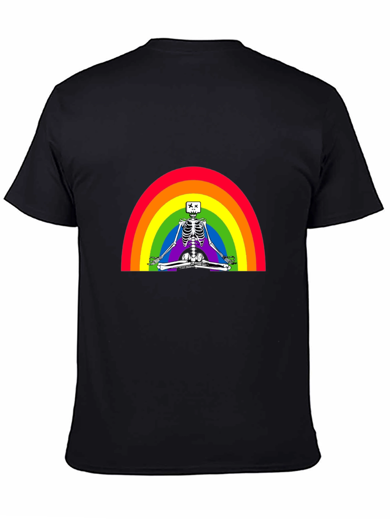 Rainbow Skeleton Meditating T-Shirt - Stylish & Unique