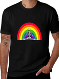 Rainbow Skeleton Meditating T-Shirt - Stylish & Unique