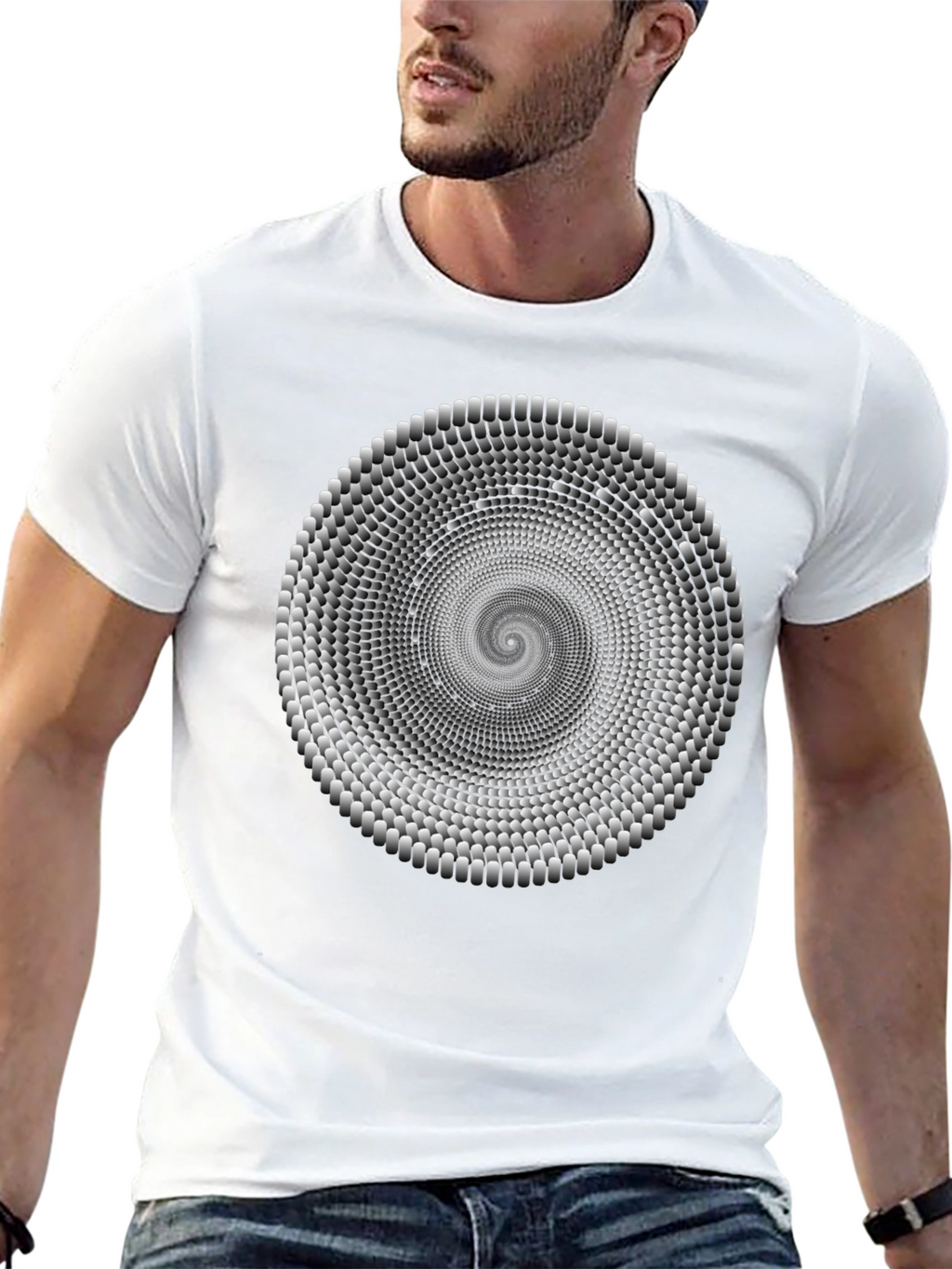 Optical Illusion Spiral T-Shirt - Black