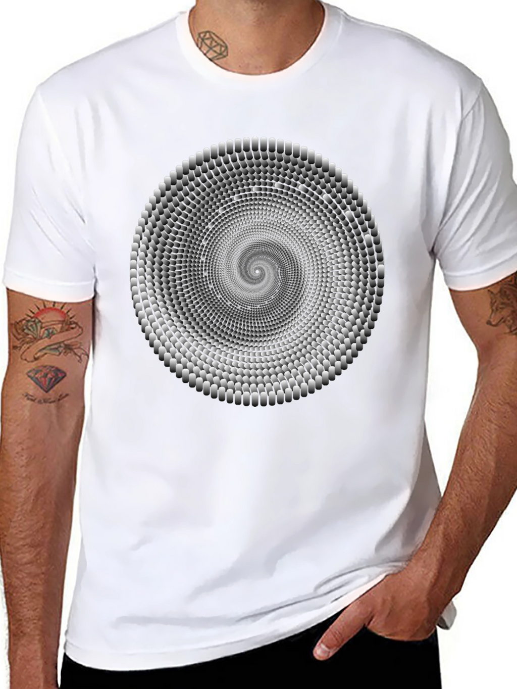 Optical Illusion Spiral T-Shirt - Black