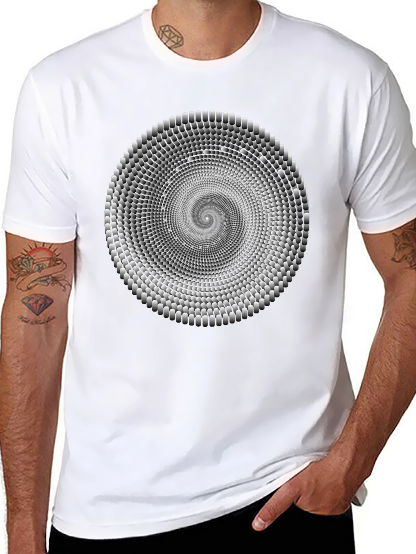 Optical Illusion Spiral T-Shirt - Black