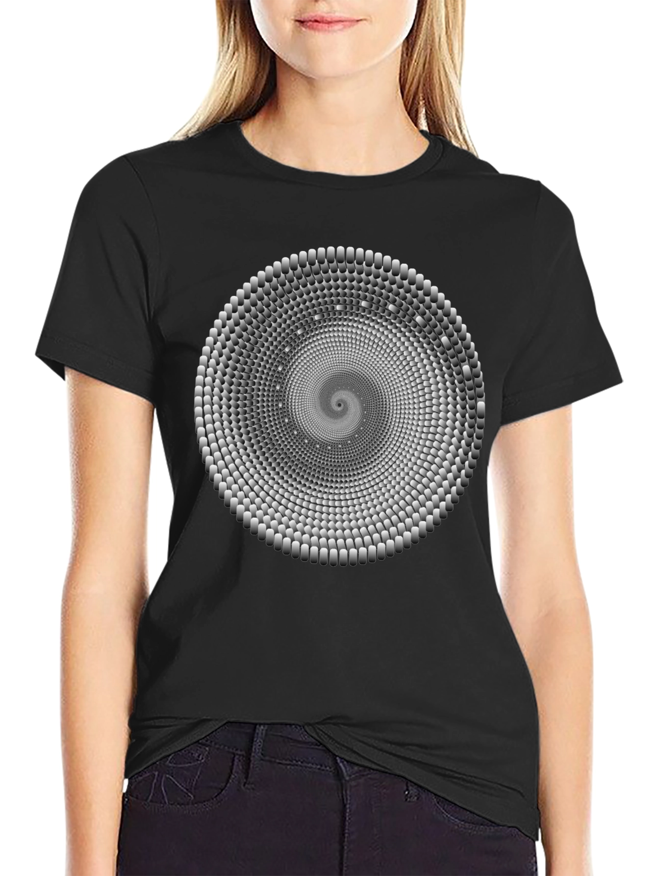 Optical Illusion Spiral T-Shirt - Black