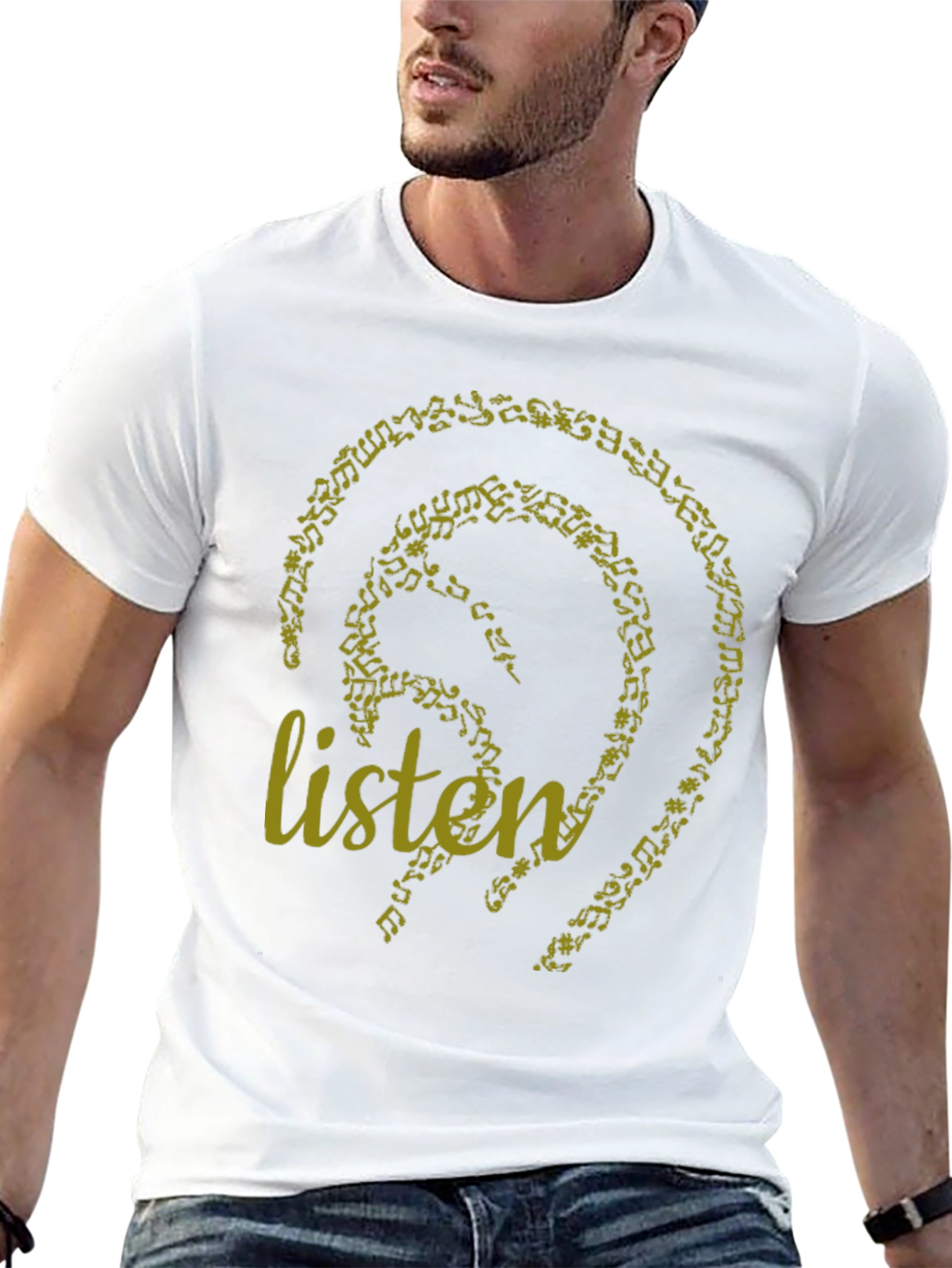 Listen Music Note Ear T-Shirt - Unique Design