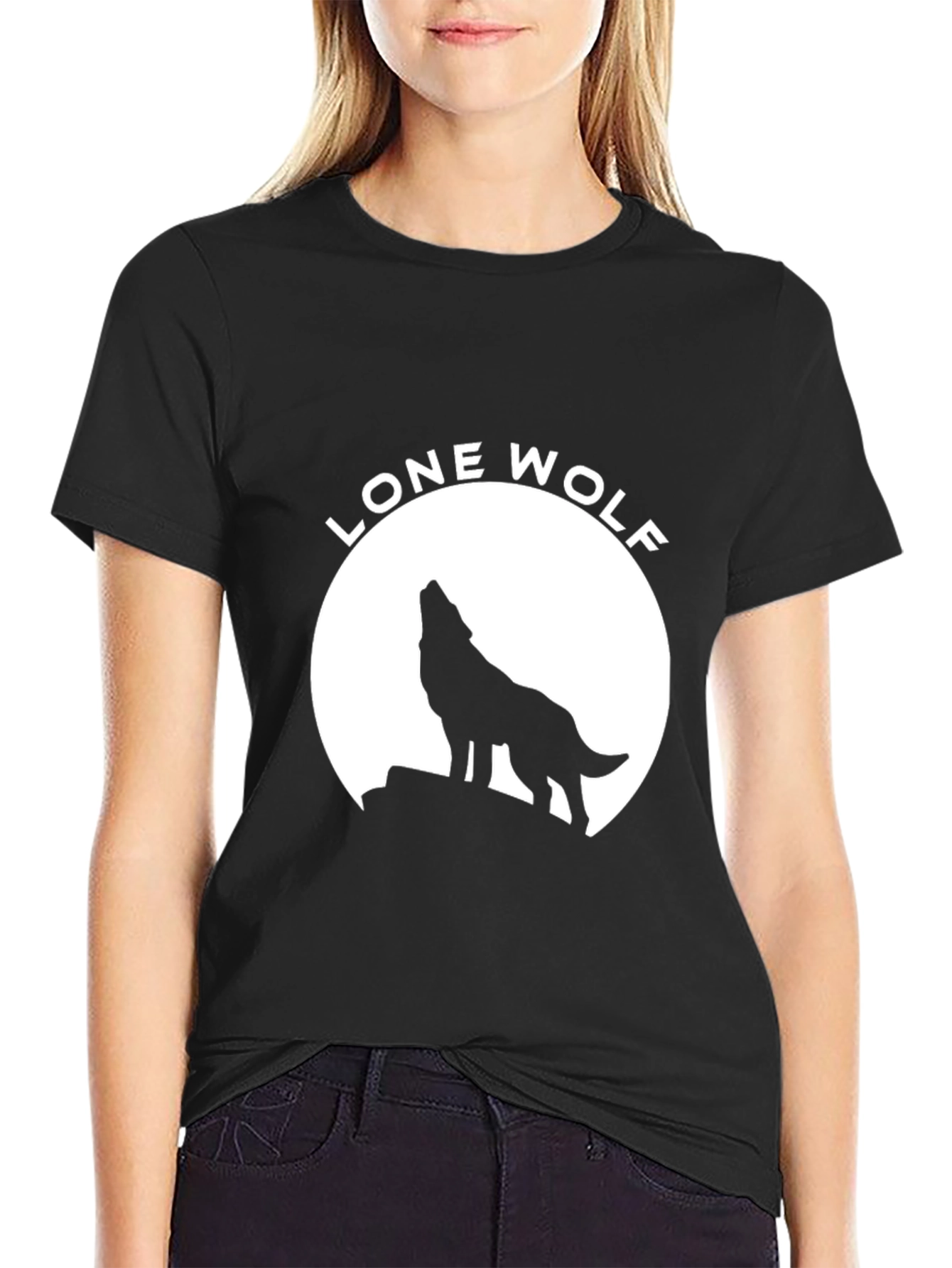 Lone Wolf Graphic Tee - Black Cotton T-Shirt